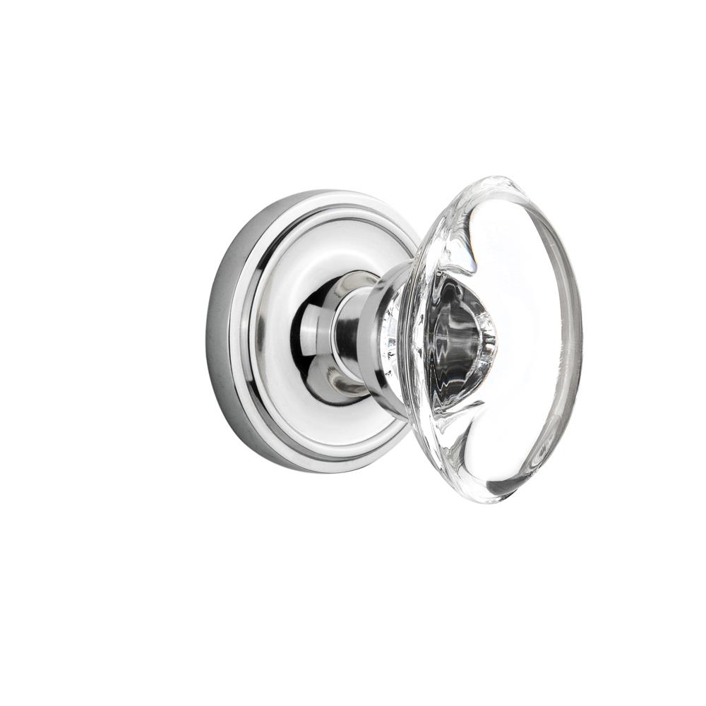 Nostalgic Warehouse CLAOCC Double Dummy Classic Rose with Oval Clear Crystal Knob in Bright Chrome